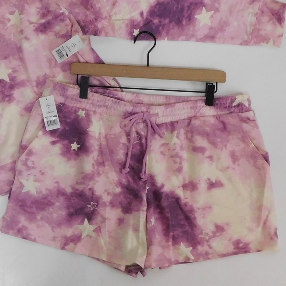 NWT!! WILDFOX Two-Piece Set Top Sweatshirt Shorts Purple Tie Dye Stars X-Large - Picture 5 of 16